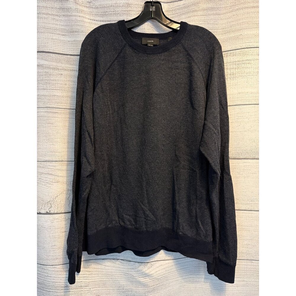 Vince Mens Navy Textured Wool & Cotton Blend Sweater XXL